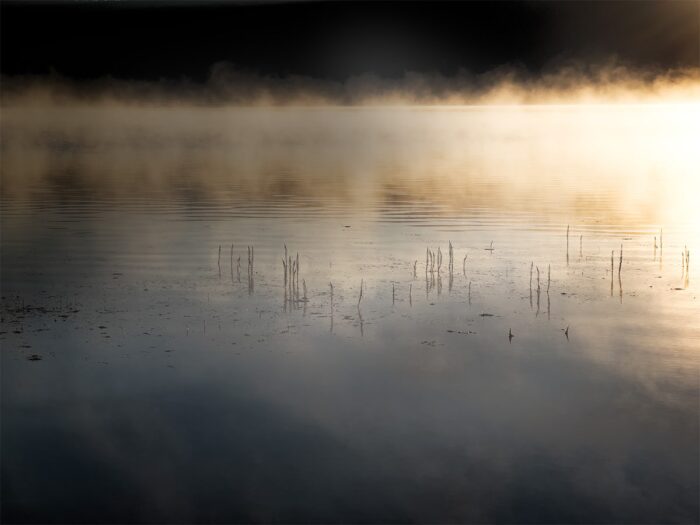 Cloud Mirror Reflections by Fred Gerendasy Photography – fine art photograph of clouds mirrored on still water at East Lake, Central Oregon