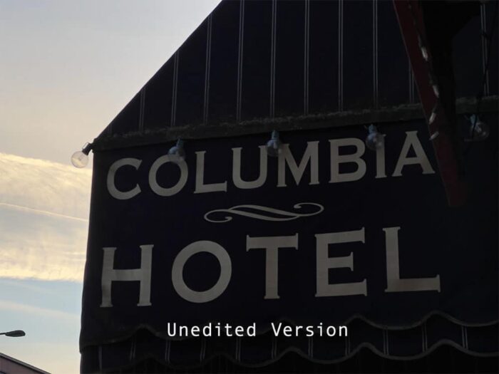 riginal tonal image of Columbia Hotel sign with sky contrast and building shadows – Fred Gerendasy Photography