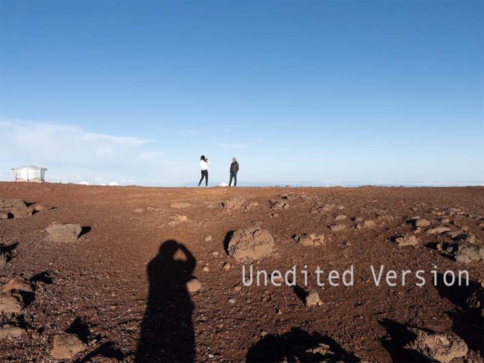 Original image of Maui’s Haleakalā summit with observatory and morning light before edits – Fred Gerendasy Photography