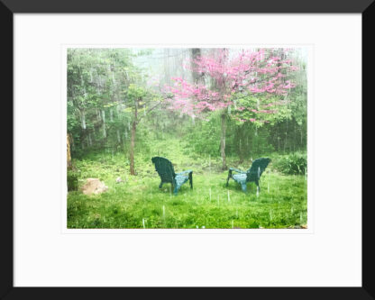 Framed fine art print of rainy spring scene viewed through picture window – Fred Gerendasy Photography