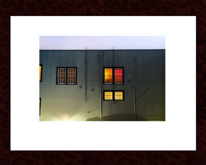 Framed Windows In Deep Colors fine art print by Fred Gerendasy Photography – nighttime architecture and color in gallery-style presentation