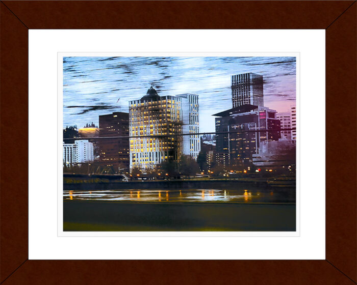 Framed Passing By fine art print by Fred Gerendasy Photography – expressive city motion photograph presented in archival-quality frame