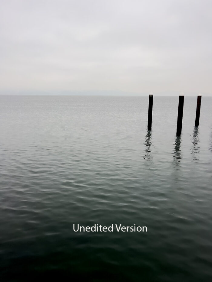 Three Piers archival pigment print -unedited version-by Fred Gerendasy Photography – fine art landscape capturing calm, stillness, and the oncoming storm