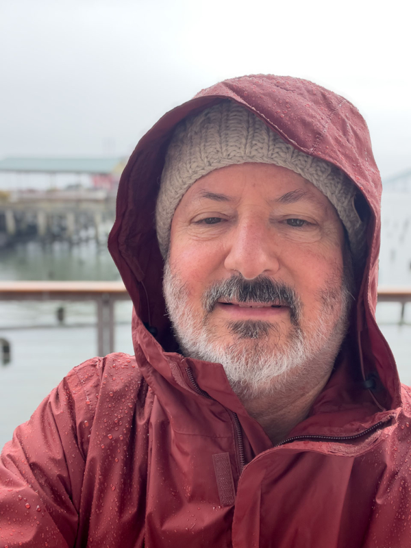 On the riverfront walk.