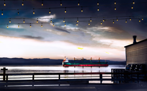 Ship At Sunset Archival Pigment Print